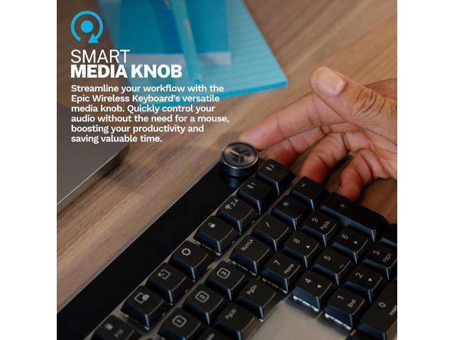 JLab Epic Mechanical Wireless Keyboard, Black, 108 Keys, Bluetooth or USB Wireless Dongle, Multi-Device Toggle, Backlit Mechanical Keys, Smart...