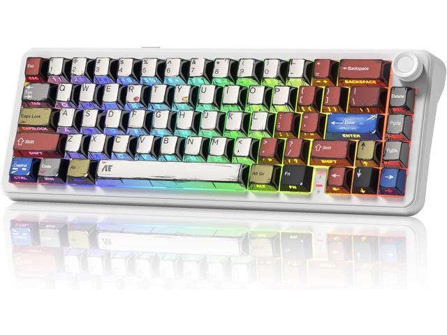 womier L65 60% Mechanical Keyboard Wireless with Knob, White Gaming Keyboard 4000mAh Battery, Tri Mode USB-C/BT5.0/2.4G Gasket Mounted Key Board...