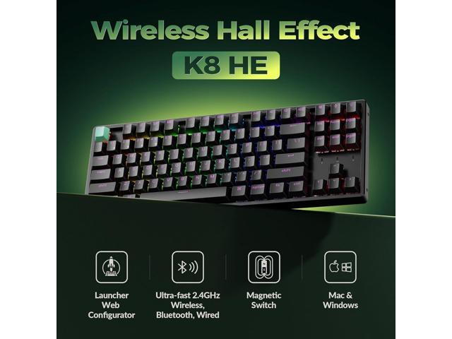 Keychron K8 HE TKL Wireless Mechanical Keyboard Hot Swappable Hall Effect Magnetic Switches 2.4 GHz/Bluetooth/Wired QMK/VIA Custom RGB Backlit...