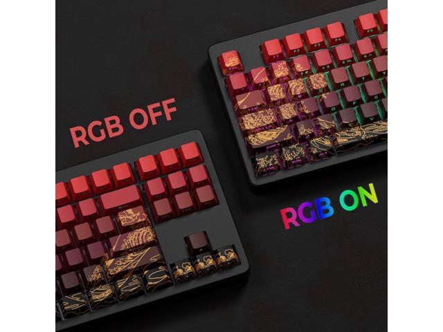 XVX Shine Through Keycaps - Double Shot PBT Keycaps 60 65 75 100 Percent, Side Print Key caps Custom 129 Keys Set, Dye Sub Wave of Kanagawa Key...