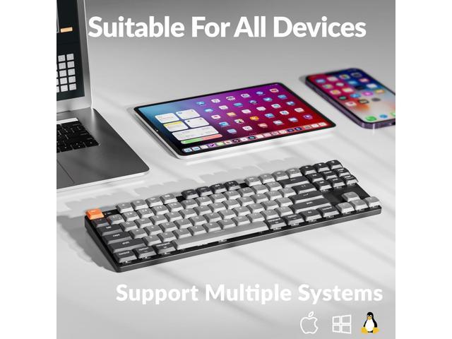 Keychron K1 Low Profile Mechanical Keyboard Wireless, TKL Layout Bluetooth 5.2/Wired QMK Programmable, Shine-Through Keycaps with White Backlit...