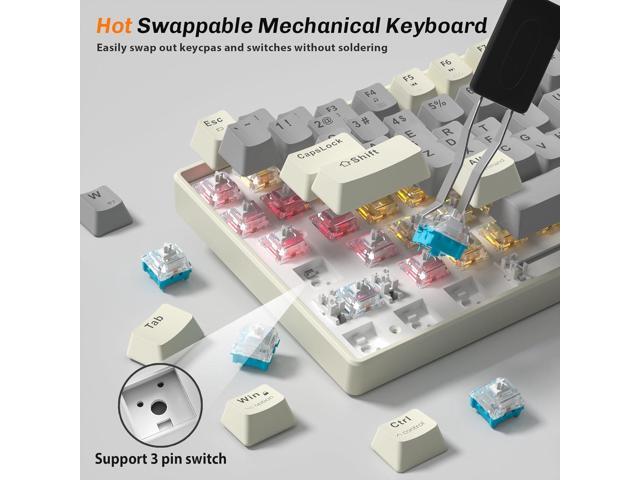 Wireless Mechanical Keyboard, 100-Key 96% Layout Gaming Keyboard with Wrist Rest, Hot-Swappable Silent Linear Switches, Tri-Mode BT/2.4G/USB-C, LED...