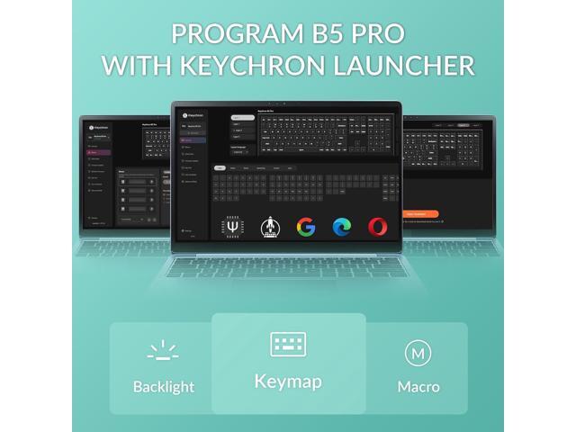 Keychron B5 Pro Ultra-Slim 2.4 GHz Bluetooth Keyboard Wireless 100% Full-Size 548g Lightweight Launcher Support with 300 Hours Battery Life...
