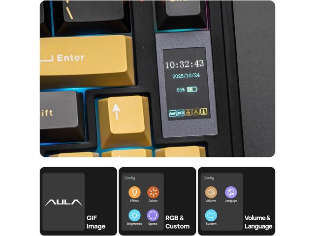 EPOMAKER X Aula EA75 MAX Wireless Gaming Keyboard with Screen & Knob, 5000mAh, Hot-Swap, Lubed Switches, RGB Backlit, Creamy Gasket, 75% Mechanical...