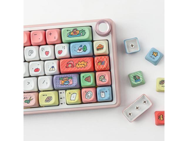 Tsungup MOA Profile Keycaps,126 Keys PBT Cute Funny Smiley Keycaps Dye-Sublimation Custom Keycap Set with Keycap Puller for Cherry Gateron MX...