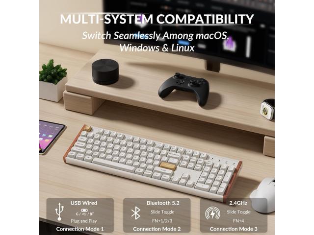 Keychron K10 HE Hall Effect Keyboard Wireless, Magnetic Switch Hot Swappable, Adjustable Actuation Rapid Trigger Mode with Aluminum + Wood Frame,...