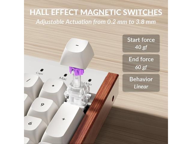 Keychron K10 HE Hall Effect Keyboard Wireless, Magnetic Switch Hot Swappable, Adjustable Actuation Rapid Trigger Mode with Aluminum + Wood Frame,...