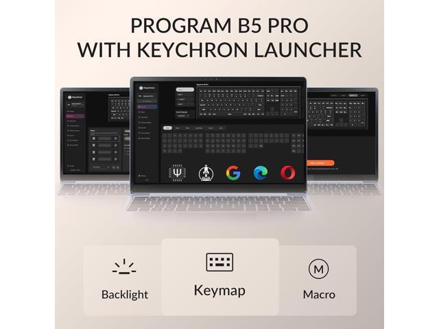 Keychron B5 Pro Ultra-Slim 2.4 GHz Bluetooth Keyboard Wireless 100% Full-Size 548g Lightweight Launcher Support with 300 Hours Battery Life...