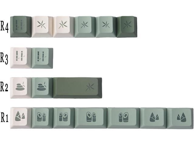PBT Bamboo Forest Keycaps for Mechanical Keyboard 60% 65% 75% Cherry Profile Green White Keycaps Dye Sub Custom Gaming Keyboard Keycaps for Gateron...