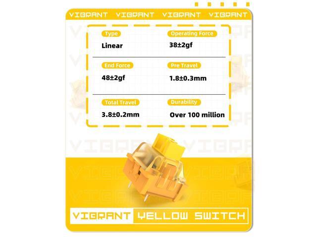 MAGIC-REFINER x Banana Yellow Switches for Mechanical Keyboard DIY, 38gf Linear Keyswitch 3 Pins, Pre Lubed with POM Stem Compatible for MX...