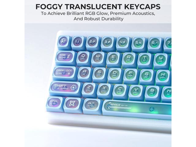 OHY XVX Blue Shine Through Keycaps for Mechanical Keyboards - 136 Keys Blue Translucent Cat Eye Design,Cherry MAX Profile, PC+PBT Frosted RGB Keycaps