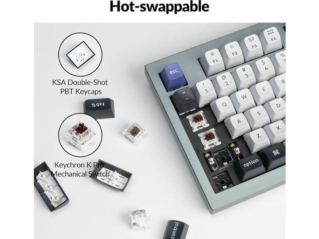 Keychron Q5 Pro QMK/VIA Wireless Custom Mechanical Keyboard, 96% Layout with Programmable Knob, KSA Double-Shot PBT Keycaps with Hot-swappable K...