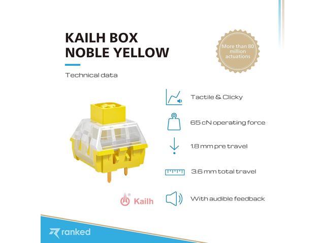 Ranked Kailh Box Key Switches for Mechanical Gaming Keyboards Plate Mounted (Kailh Box Noble Yellow, 90 Pcs)