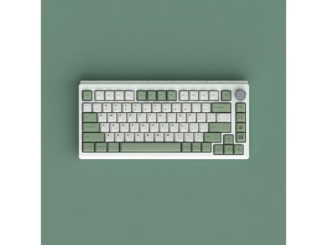 PBT Bamboo Forest Keycaps for Mechanical Keyboard 60% 65% 75% Cherry Profile Green White Keycaps Dye Sub Custom Gaming Keyboard Keycaps for Gateron...