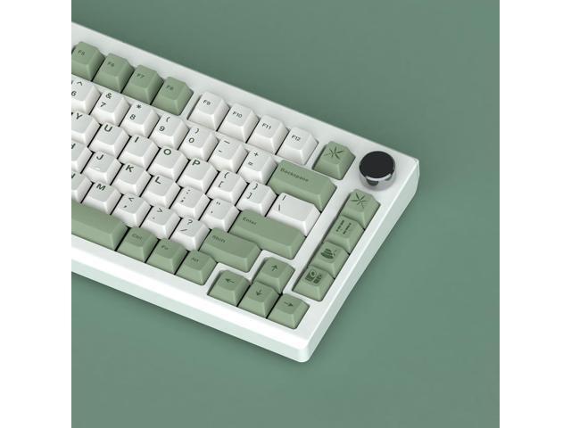PBT Bamboo Forest Keycaps for Mechanical Keyboard 60% 65% 75% Cherry Profile Green White Keycaps Dye Sub Custom Gaming Keyboard Keycaps for Gateron...