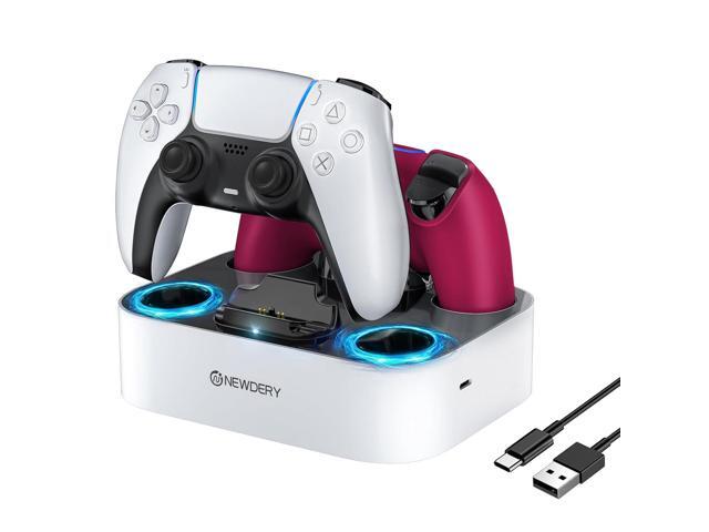 NEWDERY for PS5 Controller Charger Station Compatible with Dualsense Edge, Fast Charging Dock Stand with Cable, Dual Charging Station for...