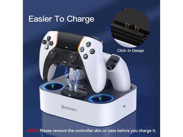 NEWDERY for PS5 Controller Charger Station Compatible with Dualsense Edge, Fast Charging Dock Stand with Cable, Dual Charging Station for...