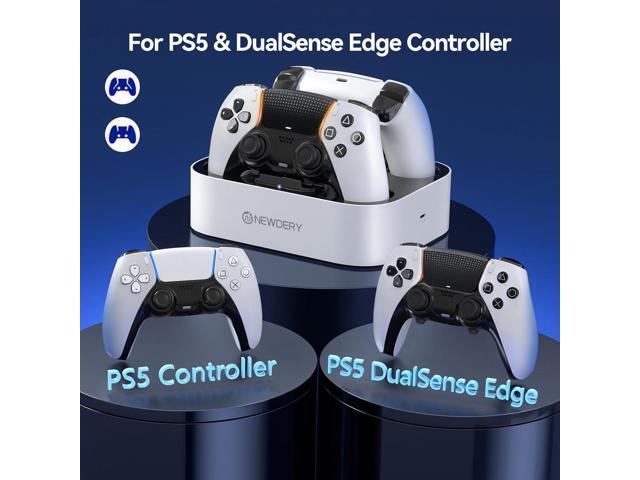 NEWDERY for PS5 Controller Charger Station Compatible with Dualsense Edge, Fast Charging Dock Stand with Cable, Dual Charging Station for...