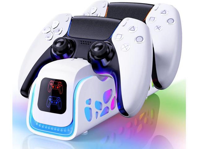 PS5 Controller Charger - Dual-Sensing Edge PS5 Charging Station with 6 LED and RGB Modes,Charging Dock is Suitable for/Slim/Pro Remote Control...