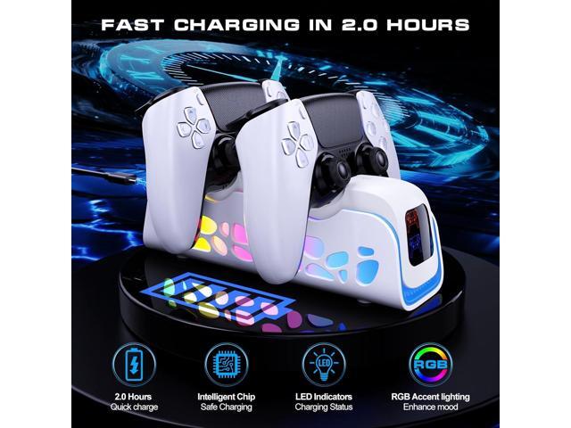 PS5 Controller Charger - Dual-Sensing Edge PS5 Charging Station with 6 LED and RGB Modes,Charging Dock is Suitable for/Slim/Pro Remote Control...