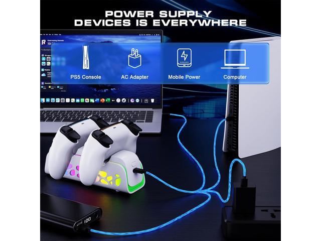 PS5 Controller Charger - Dual-Sensing Edge PS5 Charging Station with 6 LED and RGB Modes,Charging Dock is Suitable for/Slim/Pro Remote Control...