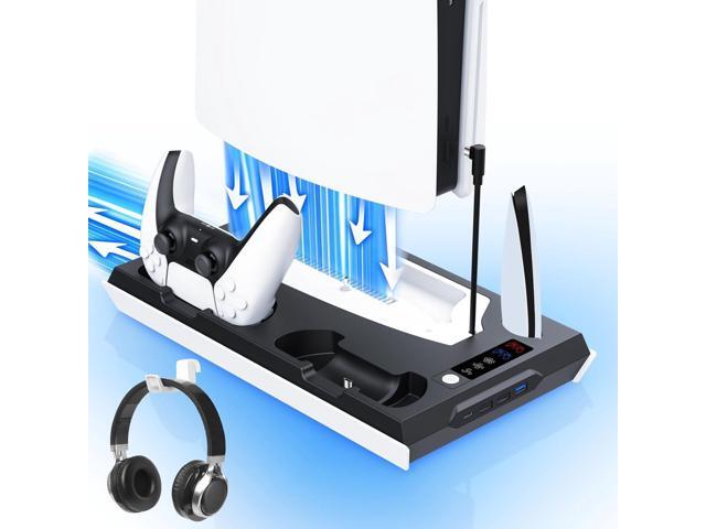 PS5 / PS5 Slim Cooling Station with Dual Controller Charging Station, PS 5 Cooling Stand for PlayStation 5 Console, Headset Holder/ PS 5 Cooling...
