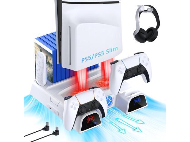 NexiGo PS5 / PS5 Slim Stand, Silent Cooling, Dual Controllers Charger for Playstation 5 Console, 3 Level Adjustable Fan Speed, PS5 / PS5 Slim...
