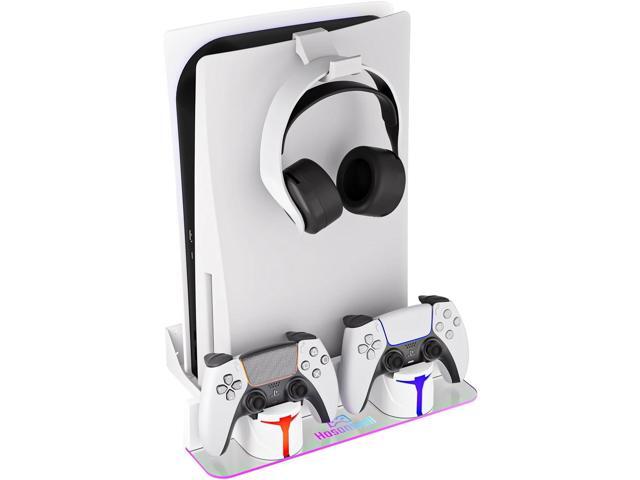 Hosanwell PS5 Wall Mount Kit with Charging Station, Compatible with PlayStation 5/Slim/Pro Disc & Digital Version, Dual Use Charging Station with...
