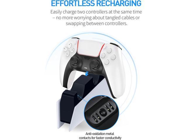 PS5 Controller Charger - Charge 2 Controllers to 90% in 50 Mins - No Annoying Lights - Click in Design Dual Fast Charging Stand Dock Station Holder...