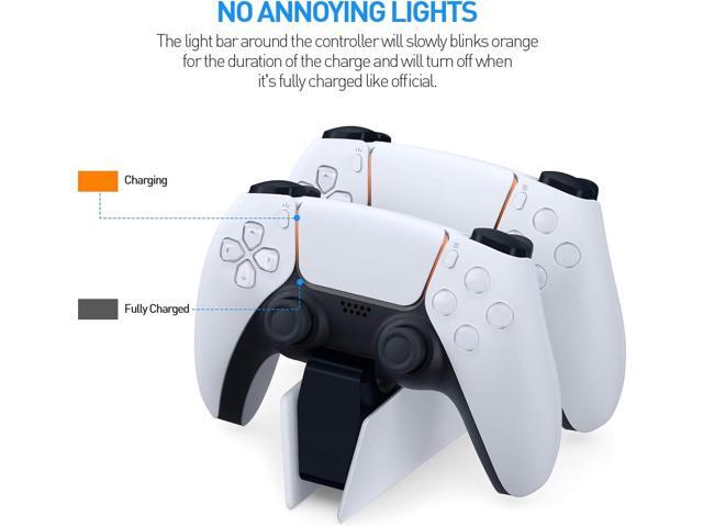 PS5 Controller Charger - Charge 2 Controllers to 90% in 50 Mins - No Annoying Lights - Click in Design Dual Fast Charging Stand Dock Station Holder...