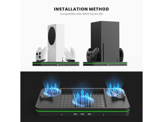 Charging Stand with Cooling Fan, CODOGOY Vertical Stand Compatible with Xbox Series X/S Console & Controller, Dual Controller Charger Station Dock...
