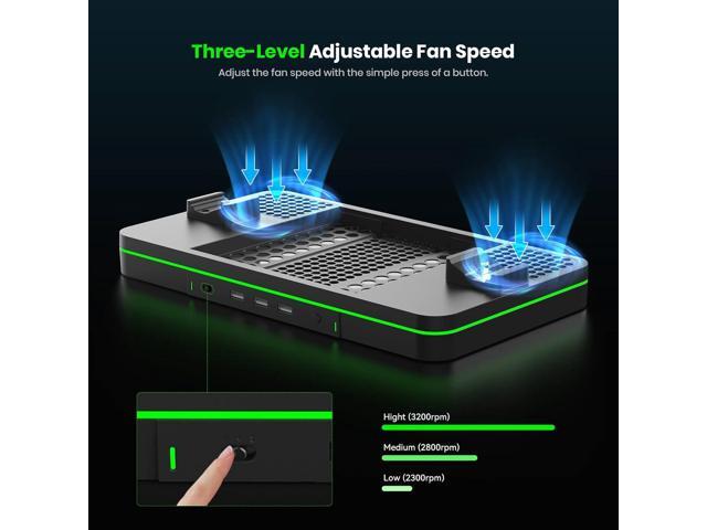 Charging Stand with Cooling Fan, CODOGOY Vertical Stand Compatible with Xbox Series X/S Console & Controller, Dual Controller Charger Station Dock...