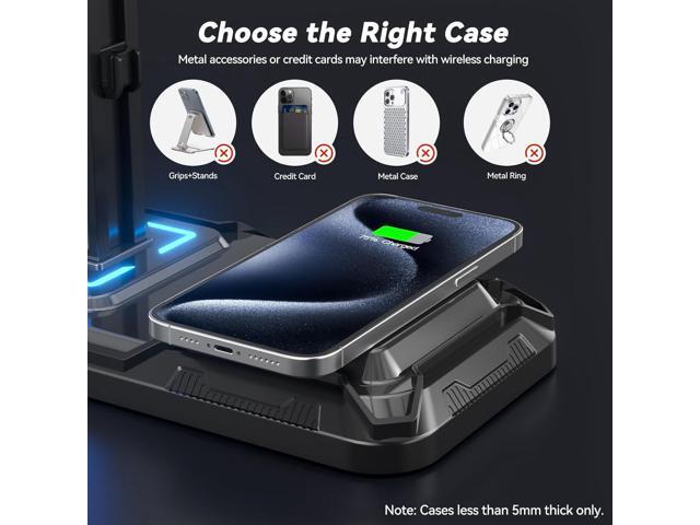 KDD Headphone & Controller Stand with Wireless Charging - Rotatable Headset Stand with 9 Light Modes - Controller Holder with 2 USB and Type C...