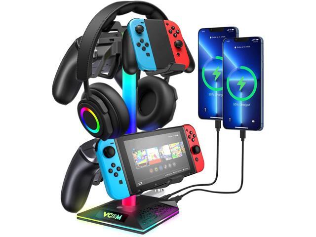 VCOM RGB Gaming Headphones Stand with 2 USB and 1 Type-C Ports, Headset Stand with 10 Light Modes and Non-Slip Rubber,Suitable for All Earphone...