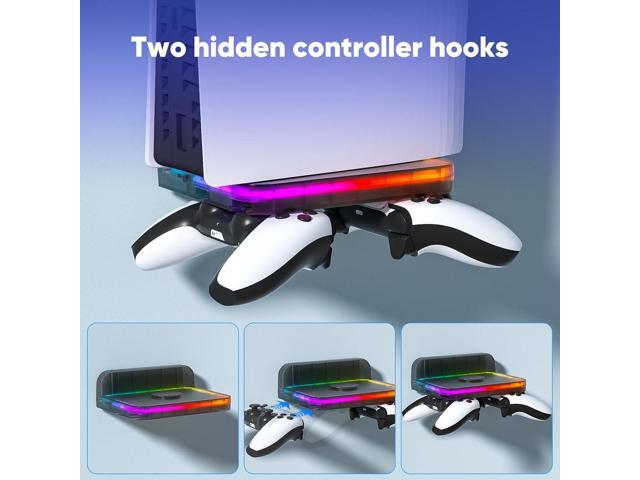 PS5 Wall Mount with RGB Lighting,Universal Stand for All PS5 Models (Pro/Slim/Disc/Digital),Sturdy Metal & ABS Wall Bracket Space-Saving Gift for...