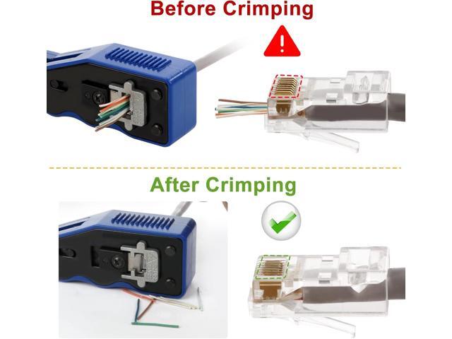 RJ45 Crimp Tool Kit Pass Thru Ethernet Crimper for Cat5e Cat6 Cat6a 8P8C Modular Connectors, All-in-One Cat6 Crimping Tool and Tester(9V Battery...