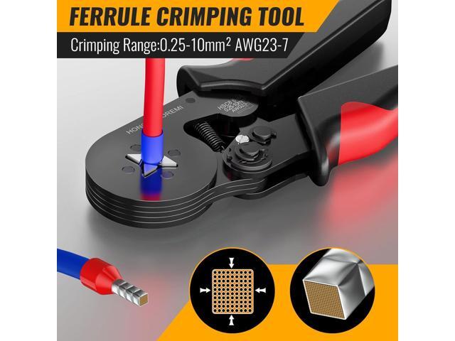 Ferrule Crimping Tool Kit,Wire Ferrule Kit Crimper Connectors4 corners Self-adjustable AWG23-7 gauge 1800PCS Ferrules Electrical TerminalCrimpers...