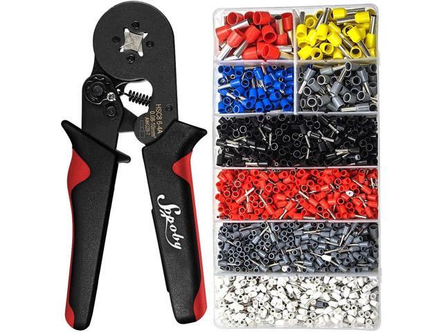 Ferrule Crimping Tool Kit - Sopoby Ferrule Crimper Plier (AWG 28-7) with 1800pcs Wire Ferrules Kit Wire Ends Terminals