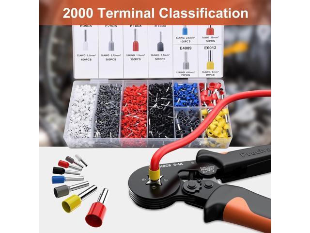 Ferrule Crimping Tool Kit with 2000PCS Wire Connectors, Preciva AWG23-7 Self-adjustable Ratchet Wire Crimping Tool Kit Crimper Plier Set