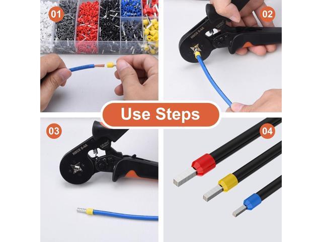 Ferrule Crimping Tool Kit with 2000PCS Wire Connectors, Preciva AWG23-7 Self-adjustable Ratchet Wire Crimping Tool Kit Crimper Plier Set
