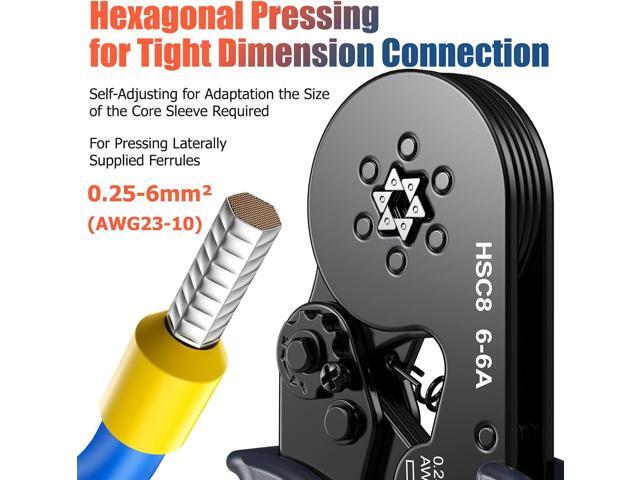 Preciva Ferrule Crimping Tool Kit with 1900PCS Wire Connectors, Hexagonal AWG23-10 Sawtooth Self-Adjustable Ratchet Wire Terminals Crimper Kit
