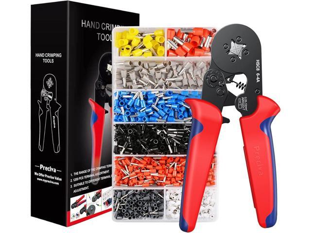 Ferrule Crimping Tool Kit, Preciva AWG23-7 Self-adjustable Ratchet Wire Crimping Tool Kit Crimper Plier Set with 1200PCS Wire Terminals Crimping...