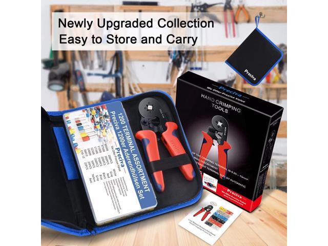 Ferrule Crimping Tool Kit, Preciva AWG23-7 Self-adjustable Ratchet Wire Crimping Tool Kit Crimper Plier Set with 1200PCS Wire Terminals Crimping...