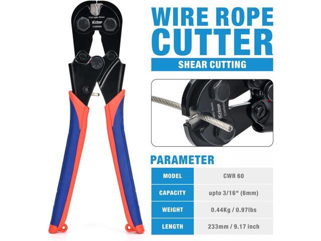iCrimp IWS-1608B Wire Rope Crimping Tool for Aluminum Loop Sleeves, Duplex Oval Cable Ferrules 1/16 to 3/16, c/w Wire Rope Cable Cutter