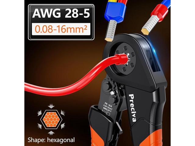 Preciva Ferrule Crimping Tool Kit - AWG 28-5 (0.08-16mm²) Hexagonal Ferrule Crimper with 950Pcs Single and 350Pcs Twin Ferrules Connectors,...