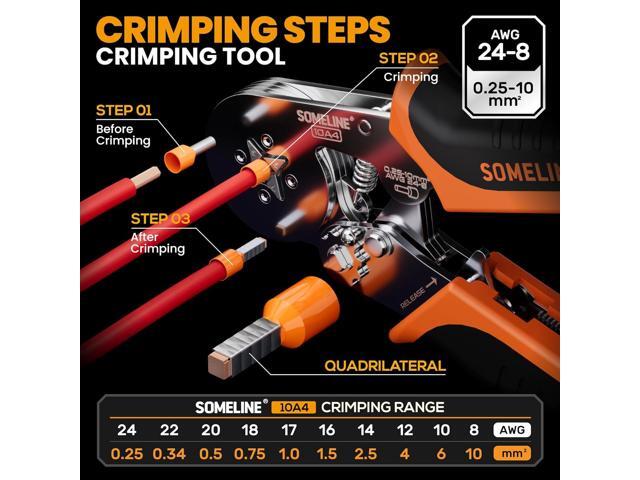 SOMELINE Ferrule Crimping Tool Kit,Self-Adjusting Pliers for wire ferrules AWG 24-8, With 9 Sizes Insulated Wire Ferrules Terminals,Square Crimp...