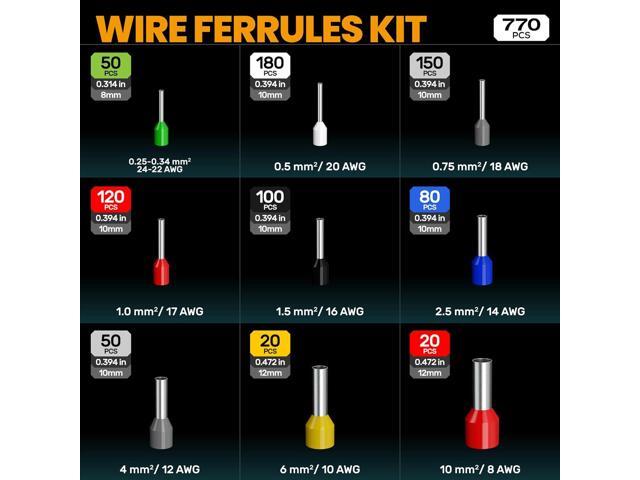 SOMELINE Ferrule Crimping Tool Kit,Self-Adjusting Pliers for wire ferrules AWG 24-8, With 9 Sizes Insulated Wire Ferrules Terminals,Square Crimp...