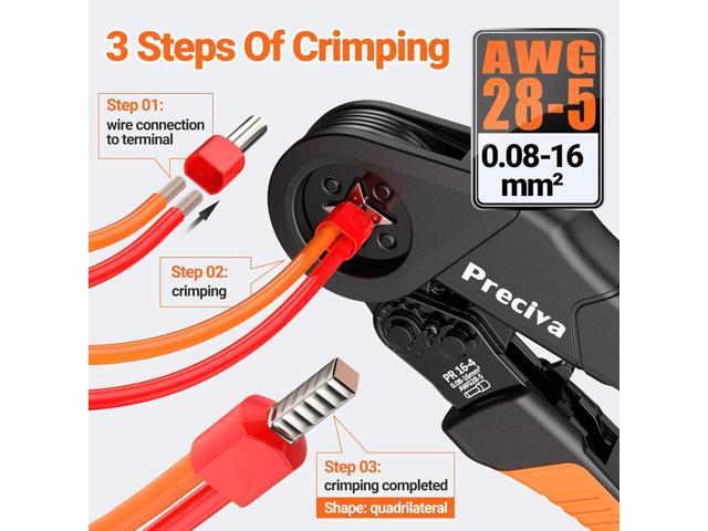 Preciva Ferrule Crimping Tool Kit with Portable Suitcase, Square Crimping Pliers for AWG 28-5 Ratchet Crimper with 1300 PCS Single & Dual Ferrule...
