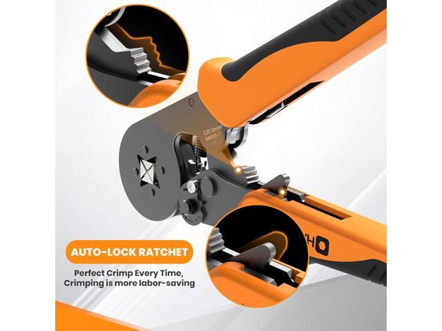 HARDELL+ Ferrule Crimping Tool, AWG 23-7 Wire Crimper with Self-adjustable Ratchet, Square Wire Ferrule Kit Suitable for Various DIY, Household