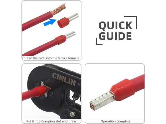 Ferrule Crimping Tool Kit - Square Ferrule Crimper Plier (AWG 23-7) with 1380pcs Wire End-Sleeves Red copper Terminals Kit